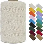 LEREATI Macrame Cord 1mm x 426 Yard Natural Cotton String Twine Macrame Rope Yarn, Colored String Craft Cord for DIY Jewelry Making Wall Hanging Gift Wrapping Decoration (Natural)