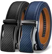 [KEMISANT] Mens Ratchet Belt 2 Units, Sliding Belt For Mens Dress Casual Pant Shirts Oxfords 1 3/8",Size Adjustable