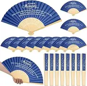 Threehoney 25 Pack Funeral Favors for Guests in Loving Memory Handheld Fans Paper Folding Hand Fan Bulk Funeral Gifts for Services Condolence Sympathy Accessories (Blue)