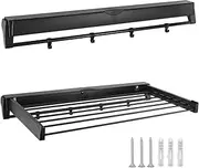Wall Mounted Clothes Drying Rack Foldable Laundry Dryer Rack, Space Saving Collapsible Drying Rack, Indoor Outdoor Laundry Towel Shoes Drying Rack, 7 Drying Rods, 85CM X 37CM(Black)