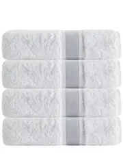 DePera Home Set of 4 Unique Silver Stripe Bath Towels