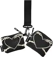 [XYMZR] Mini Zip Around Wristlet keychain Wallet Skeleton Love Heart for Women Personalized Pattern Detachable Dual Pouch Wristlet Portable Wallet Phone Coin Purse, Multi-colored, One Size