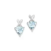 14k White Gold Blue Topaz and White Topaz Trillion Post Earrings