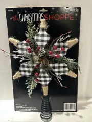 The Christmas Shoppe Large Rustic Star Tree Plaid Topper NEW