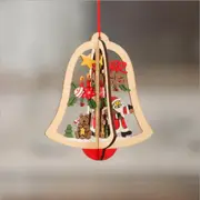 3D Wooden Christmas Tree Hanging Ornament - Xmas Bell