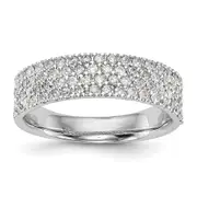 0.58ct. CZ Solid Real 14K White Gold Micro Pave Wedding Band Ring