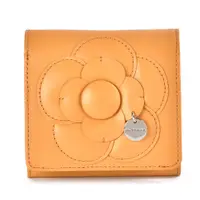 在飛比找蝦皮商城優惠-CLATHAS山茶花立體花型皮革壓釦零錢短夾(黃色)2001