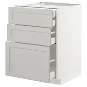 METOD base cb 3 frnts/2 low/1 md/1 hi drw, white Maximera/Lerhyttan light grey, 60x60x80 cm