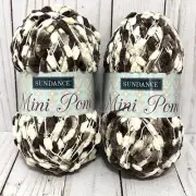 Sundance Mini Pom Lot of 2 Skeins of Yarn Brown & Cream