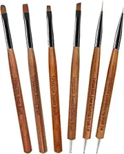 Tipsketch Nail Art Brushes 6pcs Nail Brush For Nail Art With Nail Art Liner Brush and Dotting Pen Nail Extension Gel Brush Carved French Brush Builder Nail Gel Brush