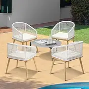 Livsip Outdoor Patio Setting 5Pcs Bistro Set Lounge Furniture Sets 70cm Table