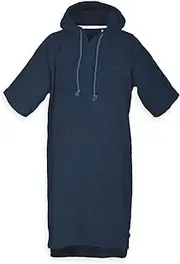 Tom Tailor Surf Poncho for Men and Women, L-XL, 100% Cotton/Terry Towelling, Bath Poncho with Hood, Bum Pocket and Embroidered Logo, Blue (Dark Navy)