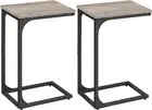 VASAGLE C-Shaped End Table Set of 2, Small Side for Greige + Black