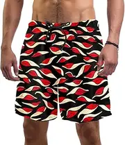 Art Abstract Red Lips.jpg Men's Casual Lightweight Swim Trunks, Quick-Drying Sportswear, Ideal for Swimming