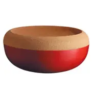 Emile Henry 14cm Ceramic Storage Bowl w/Cork Lid Fruit Container Lrg Burgundy