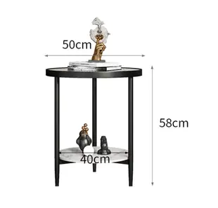 桌子 茶几 邊幾 圓形邊幾 北歐輕奢玻璃巖板圓形邊幾 角幾 客廳家用沙發邊桌 床邊櫃 小圓桌 茶幾 (8.8折)