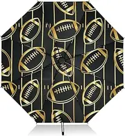 [RPLIFE] Umbrella, Auto Open Close Uv Umbrella Compact Windproof, Compact Size for Backpacks/Handbags - for Travel, Gold American Footballs
