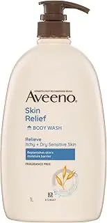 Aveeno Skin Relief Gentle Fragrance Free Body Wash Relieve Extra Dry Itchy Sensitive Skin PH-Balanced Cleanser 1L