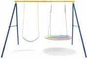 HONEY JOY 2 Seat Swing Frame for Kids, Children Heavy-Duty Metal Swing Stand ...
