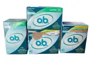 4 Boxes O.B. Tampons | Non-Applicator Tampon, Unscented | Ultra Tampons, 40Ct