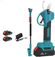 YICUAA 600W Electric Pruning Shears with High Reach Extension Pole, Cordless High Branch Shears Telescopic Extension Shear with Battery and Charger (2*battery 1*charger)