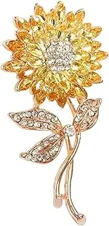 [Generic] Yellow Sunflower Brooch Pin Woman Elegant Golden Yellow Rhinestone Daisy Sun Flower Brooch Woman Lapel Pin