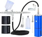 Airbrush Kit with Compressor Cordless Dual Action Airbrush Set Rechargeable Detachable Air Brush Gun Portable Airbrush Kit for Makeup Art Painting Craft Cake Tattoo Model Barber