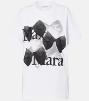 [Max Mara] Max Mara Sequoia logo printed cotton jersey T-shirt UK 14 white