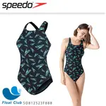 【SPEEDO】女 運動連身泳裝 BOOM LOGO ALLOVER 黑藍 SD812523F888