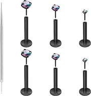 [Fzroezz] 14K Gold Filled Threadless Nose Studs 316L Surgical Steel Labret Studs Lip Rings Push in Flat Back Stud Earrings CZ Nose Nostril Cartilage Lip Medusa Conch Tragus Helix Body Piercing Jewelry for Women