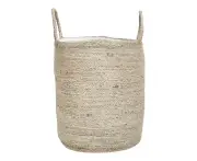 Jute/Cotton 44cm Woven Lined Laundry Basket w/ Handle Home/Room Storage Natural