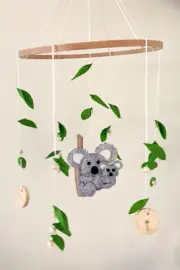 Baby Cot Mobile - Australian Koala with Baby in Eucalyptus Tree - Nursery Decor