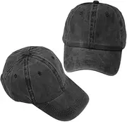[LIFKOME] 2pcs Vintage Baseball Hat for Men and Women Comfortable Sun Blocking Cap Lightweight Unisex Outdoor Cycling Hat Plain Design for Stylish Everyday Wear Black