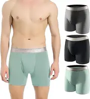 Men's Incontinence Underwear With Front Fly - Washable, Leak Proof, Waterproof Boxer Briefs for Bladder Control - 150ml Absorbency, 3 Pack, Small