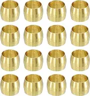 sourcing map 60Pcs Fit for 1/4" Tube OD Brass Compression Sleeve Ferrules Brass Compression Tube Fitting for Water Oil Air Pipe