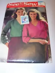 WOMENS UNCUT BUTTERICK 6885 Sewing Pattern BLOUSE SHIRT TOP BUTTON FRONT SIZE 12
