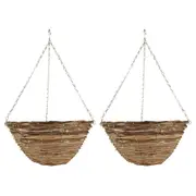 2x Yard Master 40x40cm Hanging Basket Planter Flower/Plant Pot Round Dark Brown