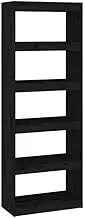 Book Cabinet & Room Divider - Solid Pinewood Standing Shelf (60x30x167.5 cm) Black | Space-Saving Storage for Home & Office | Durable & Stylish Bookcase