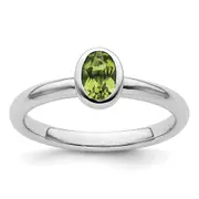 Sterling Silver Stackable Expressions Oval Peridot Ring