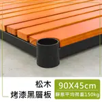 DAYNEEDS 松木層板90X45公分(烤漆黑+柚木)網片 層板 鐵架配件 波浪架 沖孔架 一寸管鐵架適用