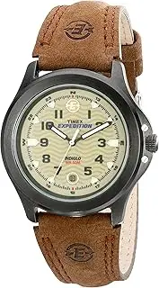 [Timex] Men's T47012 Expedition Metal Field Brown Leather Strap Watch, Brown/Green/Gray, NO SIZE, Expedition - Field