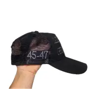 Trump Make America Great Again Maga Black 45-47 Trucker Hat Mash Snap Back