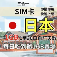 在飛比找蝦皮購物優惠-1GB 1至30日自訂天數日本旅遊上網卡 吃到飽日本上網 日