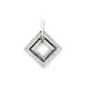 14k White Gold Blk. u0026 Wht. Real Diamond Pendant