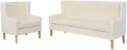 VRAXO Sofa Set 2 Pieces Fabric Cream White -50.45KG,274929