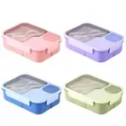 Portable Bento Box 3 Grid Microwave Food Storage Container Lunch Box for Kids