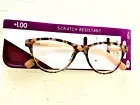 M+ Scratch Resistant +1.00 women's Reading Glasses tortoise frames and pink arms