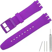 [Hijiawee] Silicone Band for Swatch 17mm 19mm 20mm, Replacement Waterproof Wristband Watch Strap for Swatch 20mm/19mm/17mm for Women Men