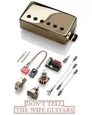 EMG F 57 GOLD HUMBUCKER FLOYD SPACED BRIDGE PICKUP SHORT SHAFT POTS & WIRING