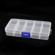 Clear White Plastic 10 Sections Electronic Components Storage Case Organizer